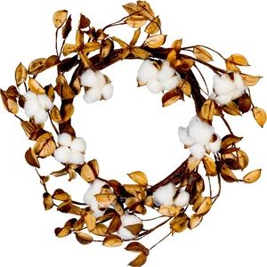 20” Rustic NATURAL Soft COTTON HOLIDAY WREATH Christmas ~ Hanukkah Hostess Gift